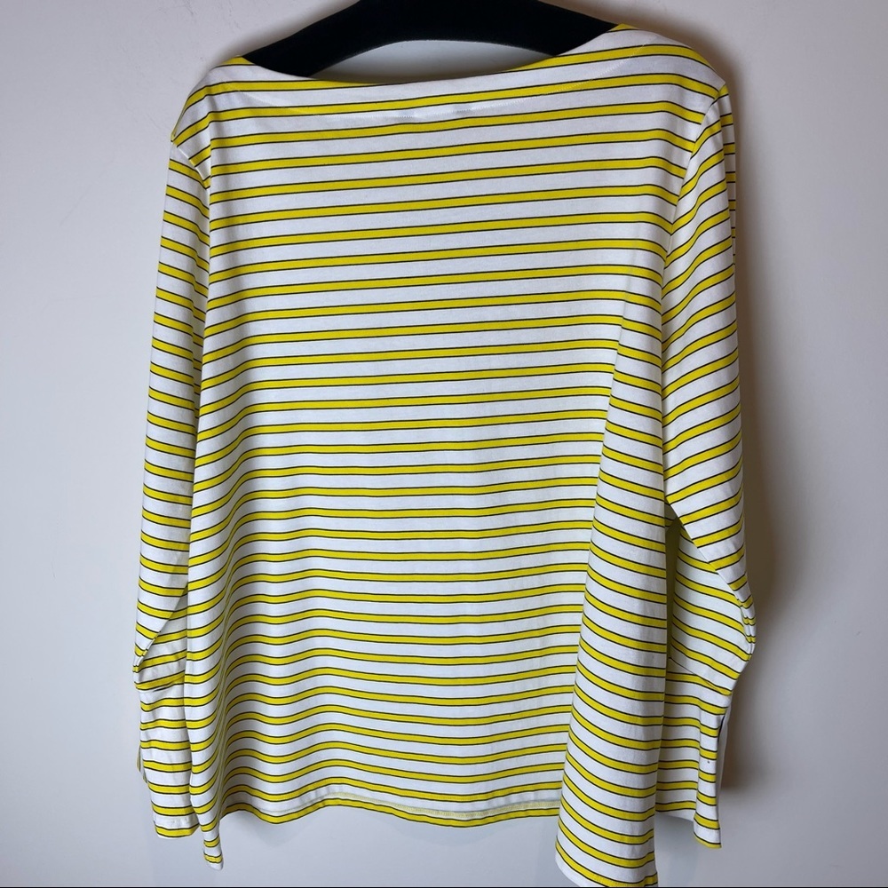 LAUREN Ralph Lauren Yellow Stripe Bell Sleeve Top 3X - Picture 7 of 9